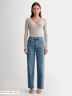 Everlane The Way-High Jean, Distressed, Raw Hem, Size 33